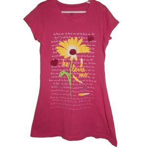 FALLS CREEK girls large 10/12 pink flower flowy tunic t-shirt